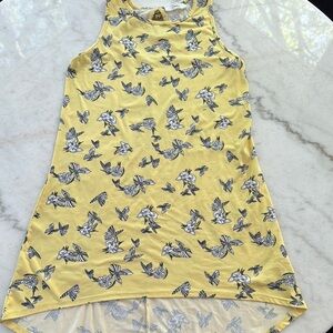 Yellow Blue Bird Print Halter Sundress